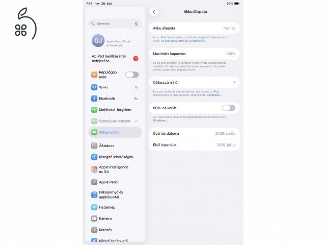 Alig használt ipad mini A17 pro (7th gen) Cellular 256 Gb Astrogrey