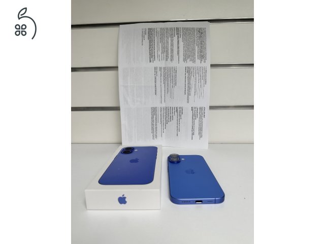 Üzletből,  Apple garanciával, iPhone 16 128GB ultramarin  új állapotban, 95%os akku dobozában.