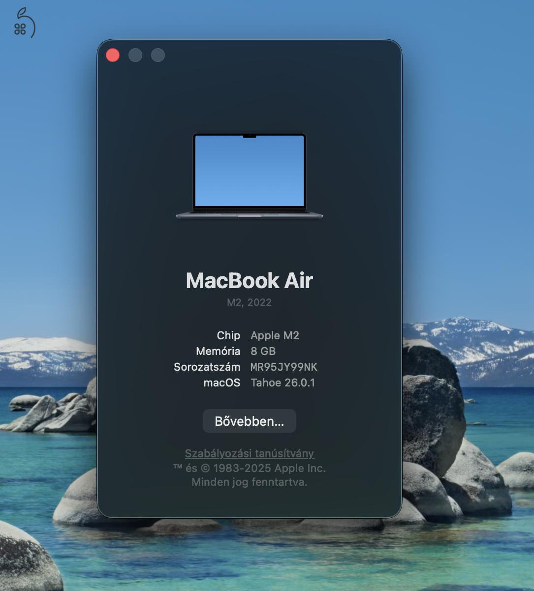 MacBook Air M2 / 8GB / 256GB SSD / Magyar / Astro szürke