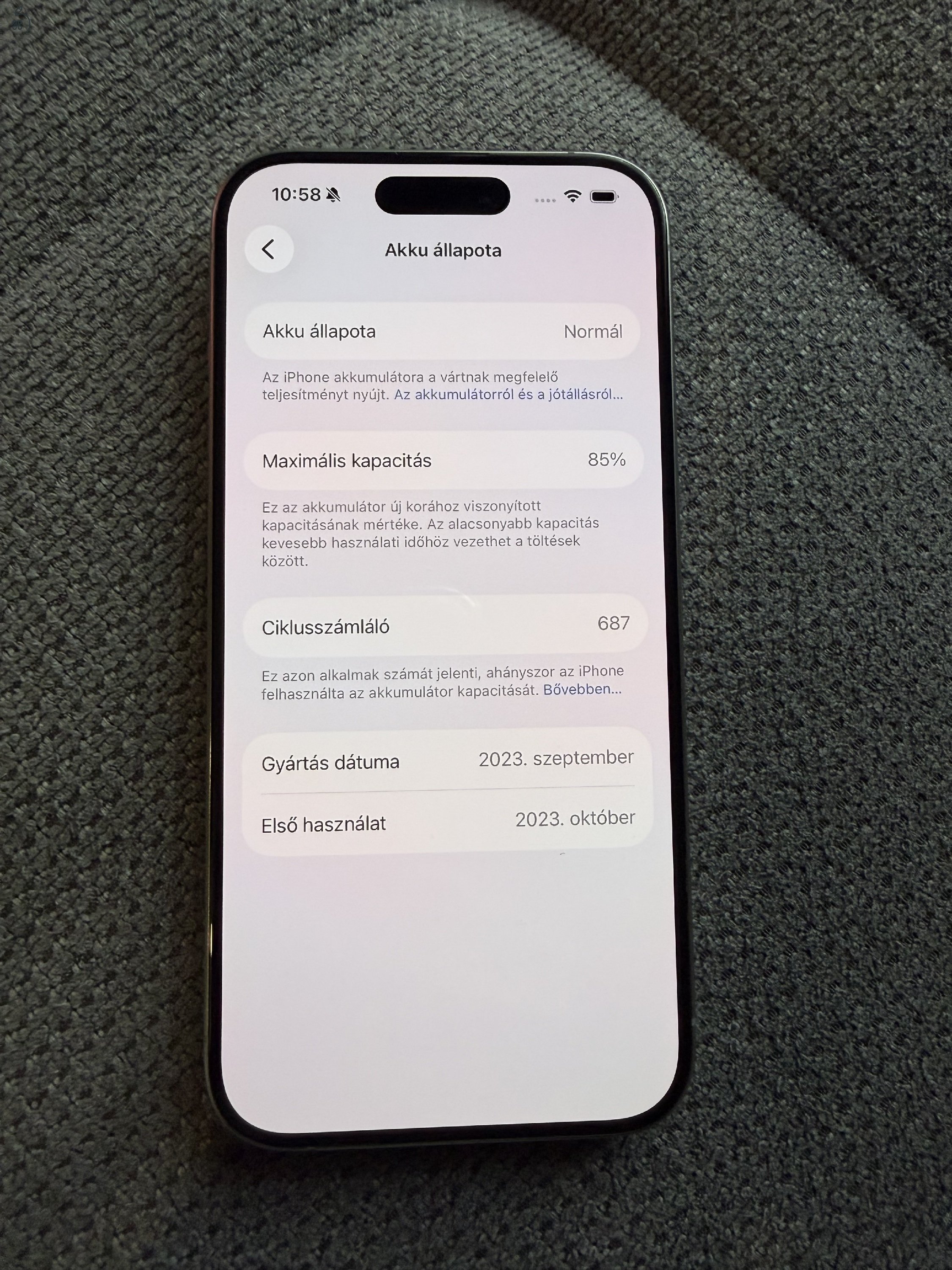 Iphone 15 pro 128 Gb, Natúr titán, iCentre vásárlás,Garanciás