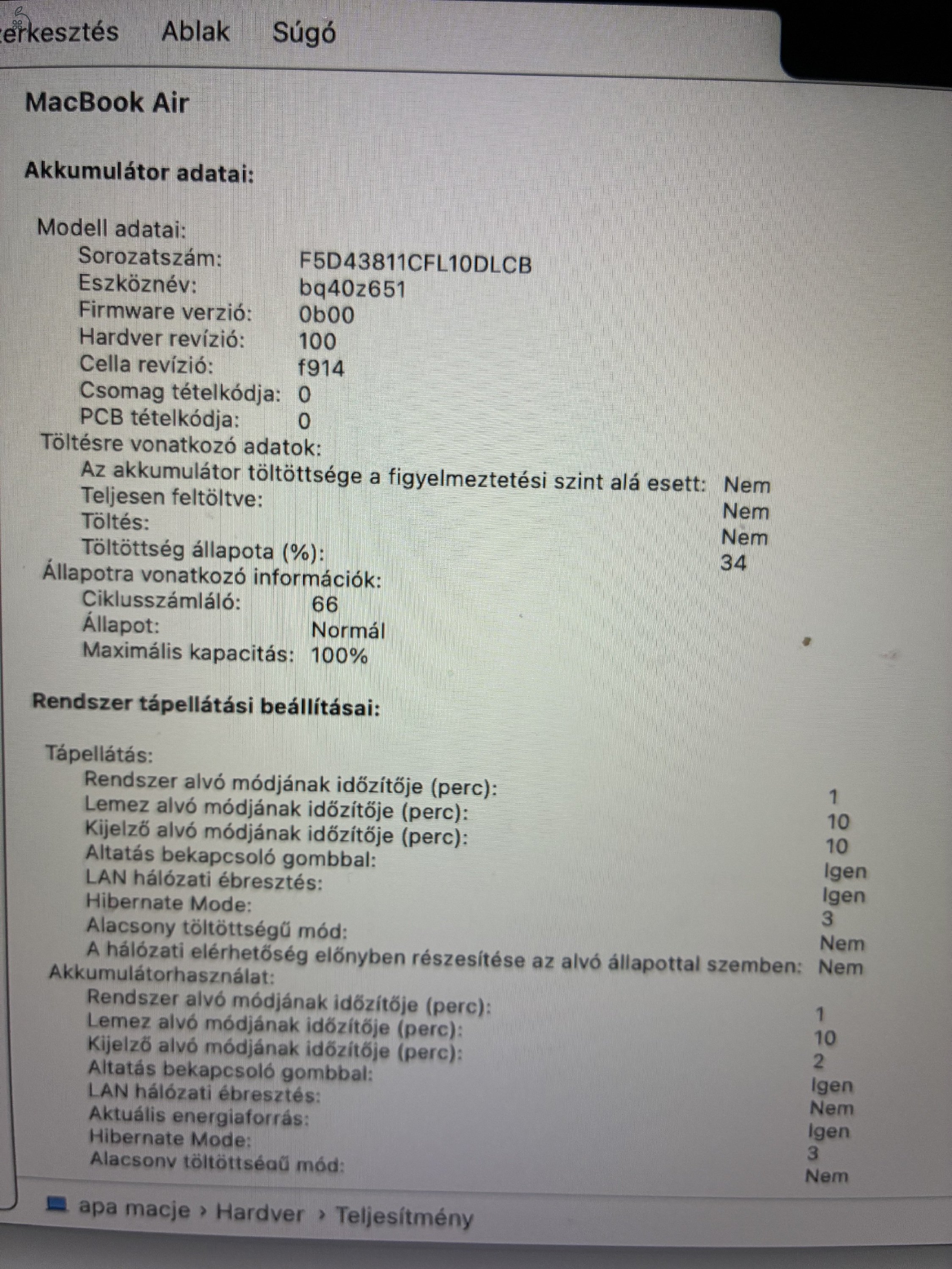 13 hüvelykes MacBook Air Apple M3 chip 100% akku