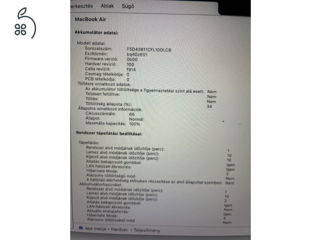 13 hüvelykes MacBook Air Apple M3 chip 100% akku