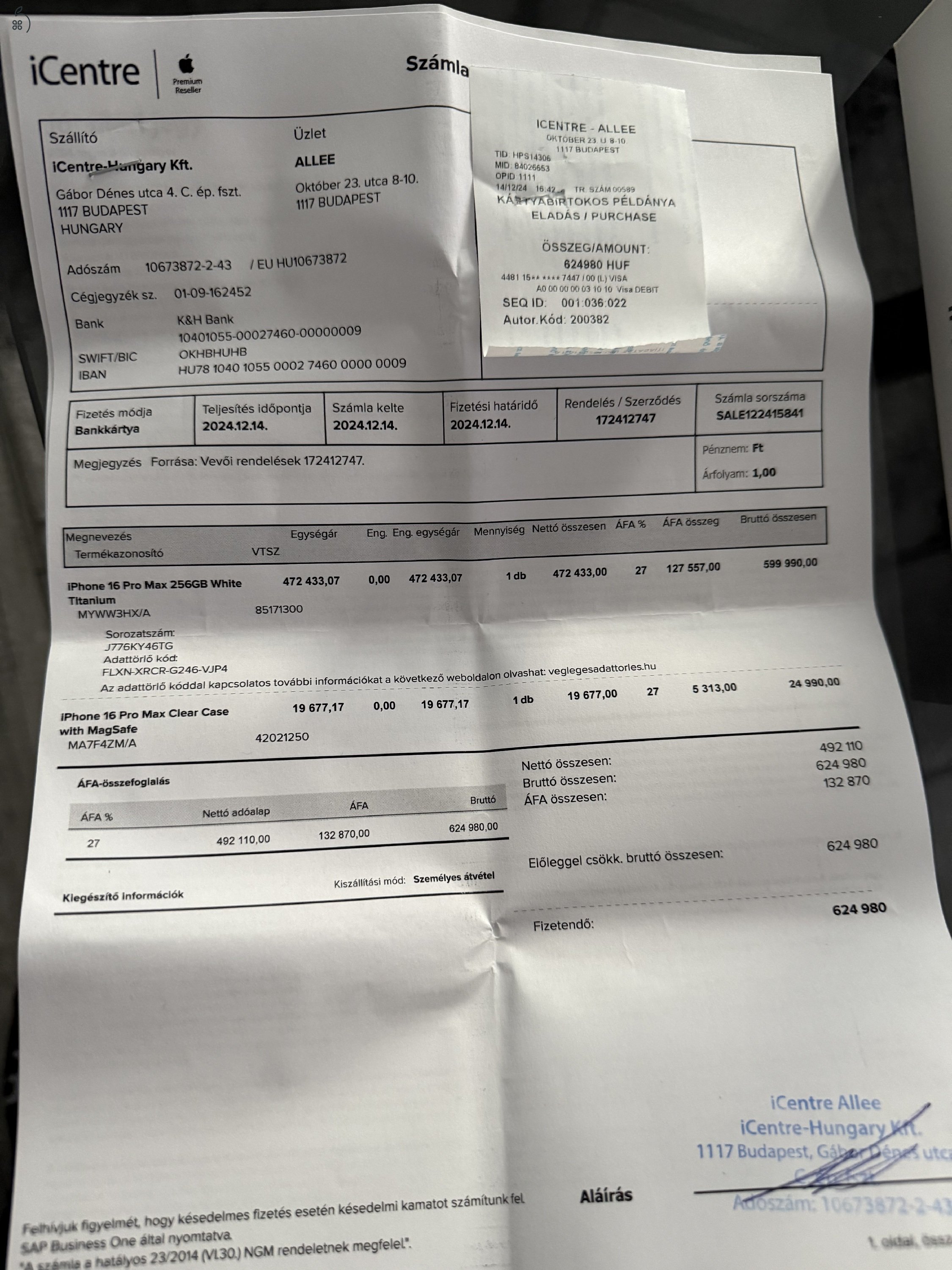 iPhone16 promax256GB white Titanium Garanciális,kártyafüggetlen!!!