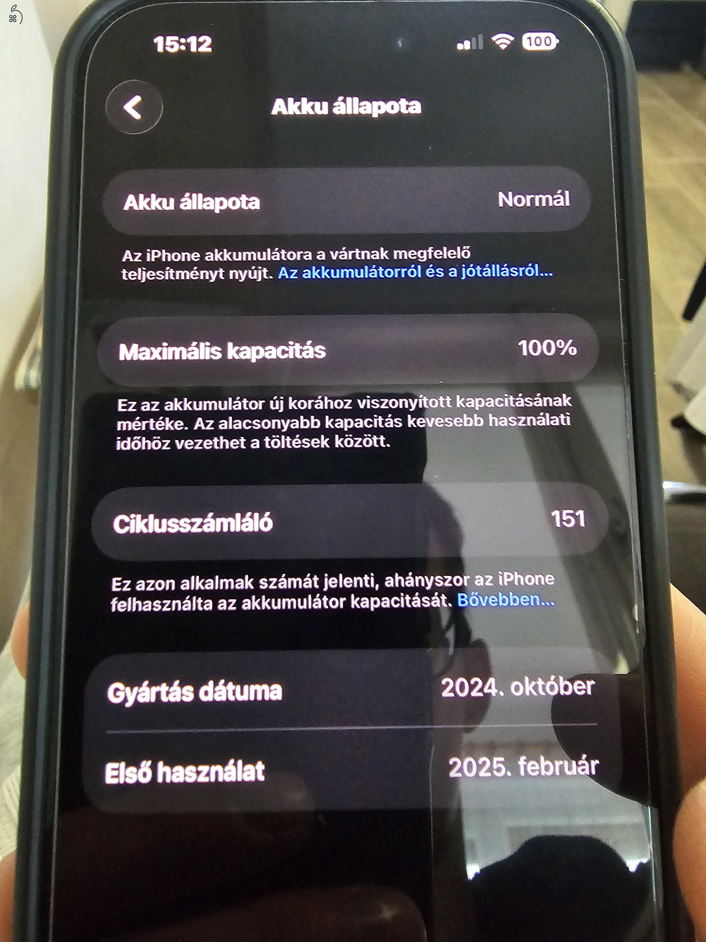 Újszerű Iphone 16 Pro 128Gb Natural Titanium 100% Akku