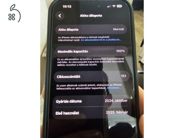 Újszerű Iphone 16 Pro 128Gb Natural Titanium 100% Akku
