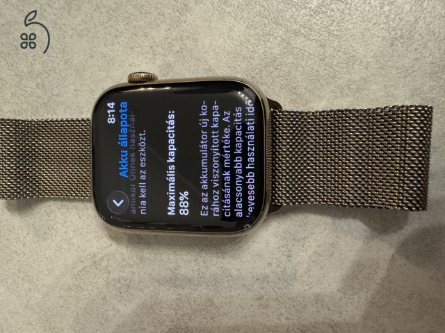 Apple, Watch, Series 8, 45mm, Arany, Rozsdamentes Acél, Milanese, Milánói, Gold, A2775, Stainless Steel, iwatch, applewatch