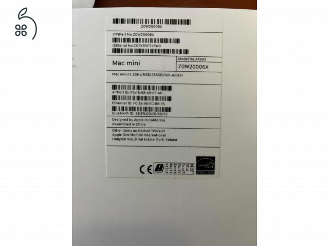 Eladó MacMini 2018, I7 3,2 GHz, 32 Gb Ram, 256 SSD