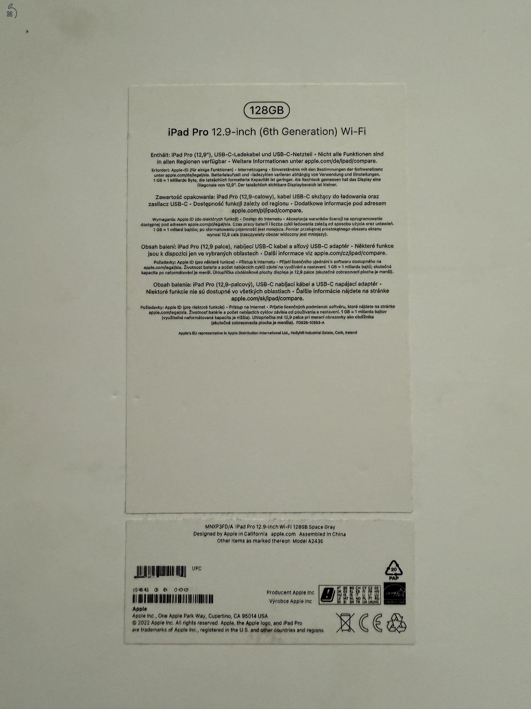 Apple Ipad PRO 12.9 GEN6 WI-FI 128 GB 