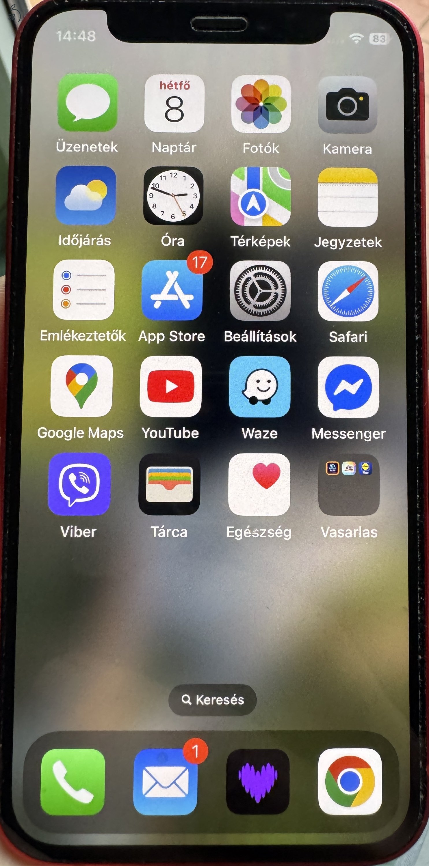 Iphone 12 mini, piros, 64 GB makulátlan eladó