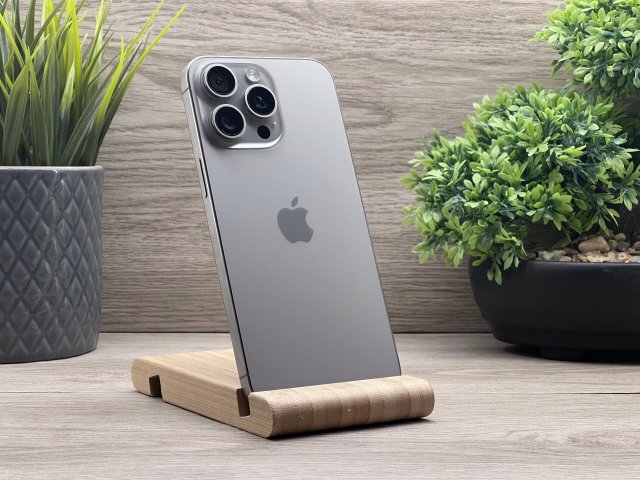 Hibátlan iPhone 15 Pro Max Natural Titanium 256GB 2 ÉV Garanciával Számlával 91% Akku