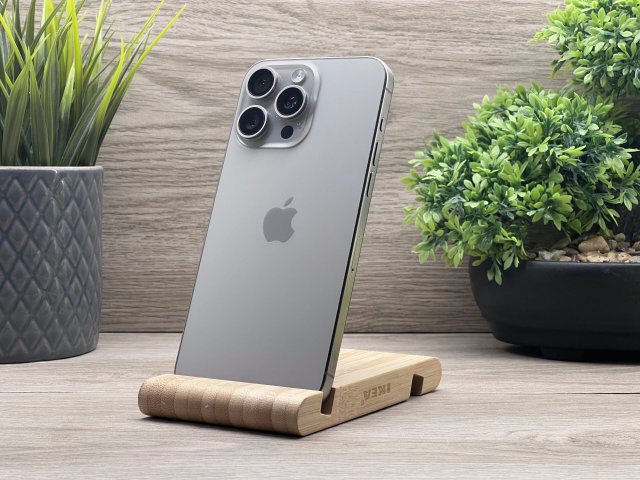 Hibátlan iPhone 15 Pro Max Natural Titanium 256GB 2 ÉV Garanciával Számlával 91% Akku