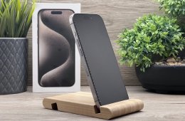 Hibátlan iPhone 15 Pro Natural Titanium 128GB 2 ÉV Garanciával Számlával 90% Akku