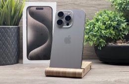 Hibátlan iPhone 15 Pro Natural Titanium 128GB 2 ÉV Garanciával Számlával 90% Akku
