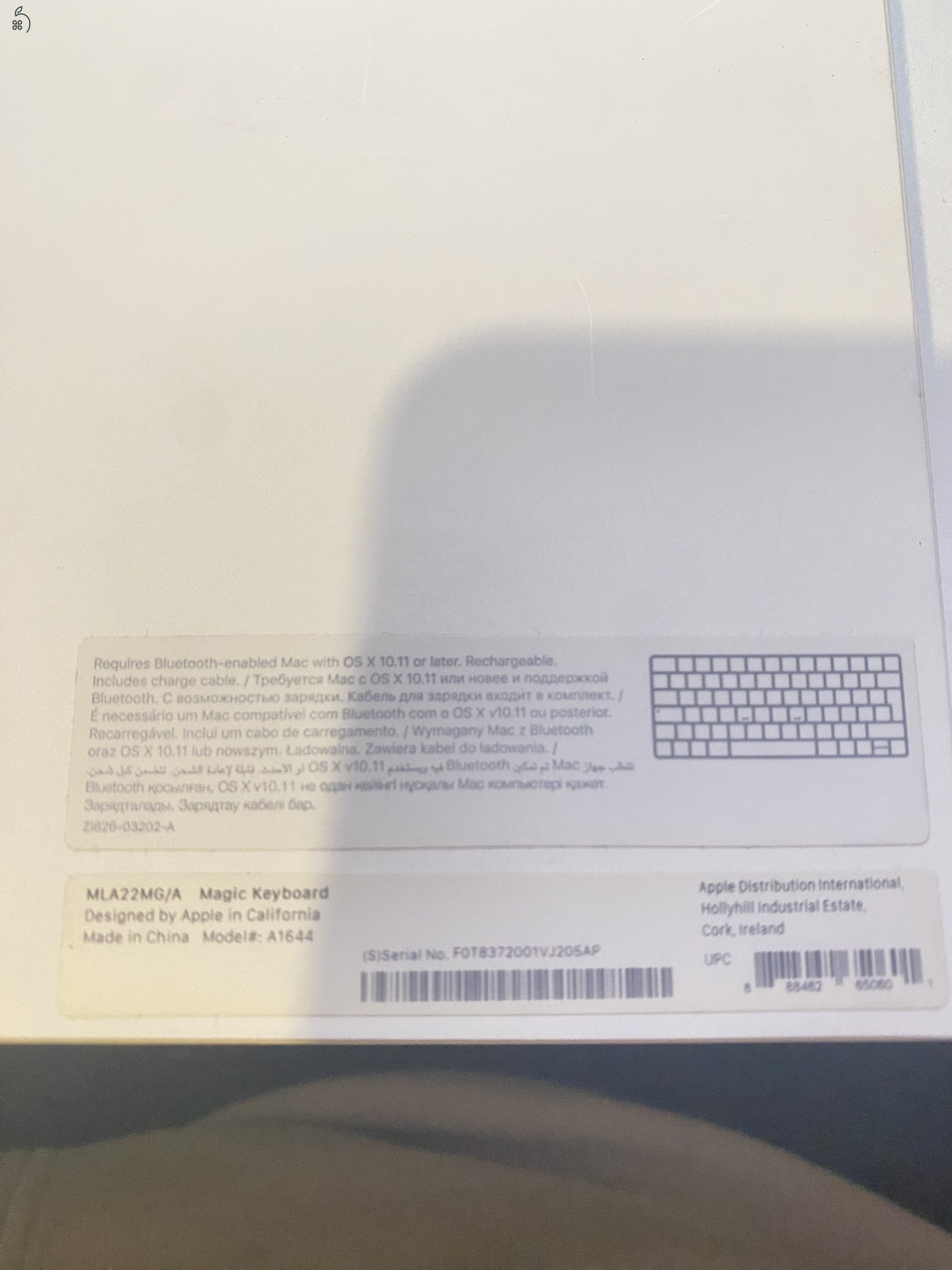 Apple Magic Keyboard Bluteooth A1644 - Magyar