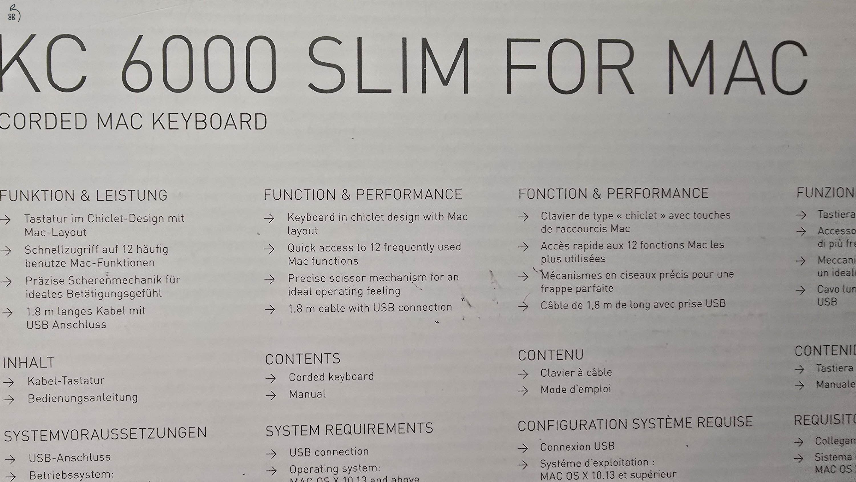 Cherry KC 6000 slim for mac US layout billentyűzet eladó 