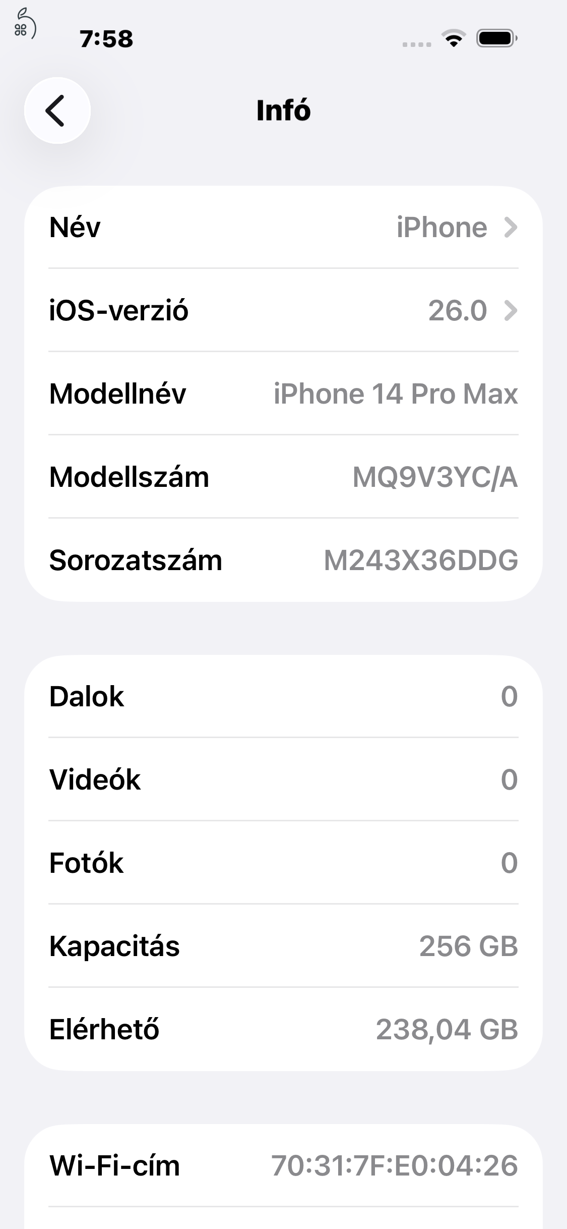 iPhone 14 Pro Max 256 GB fehér 93 % akku
