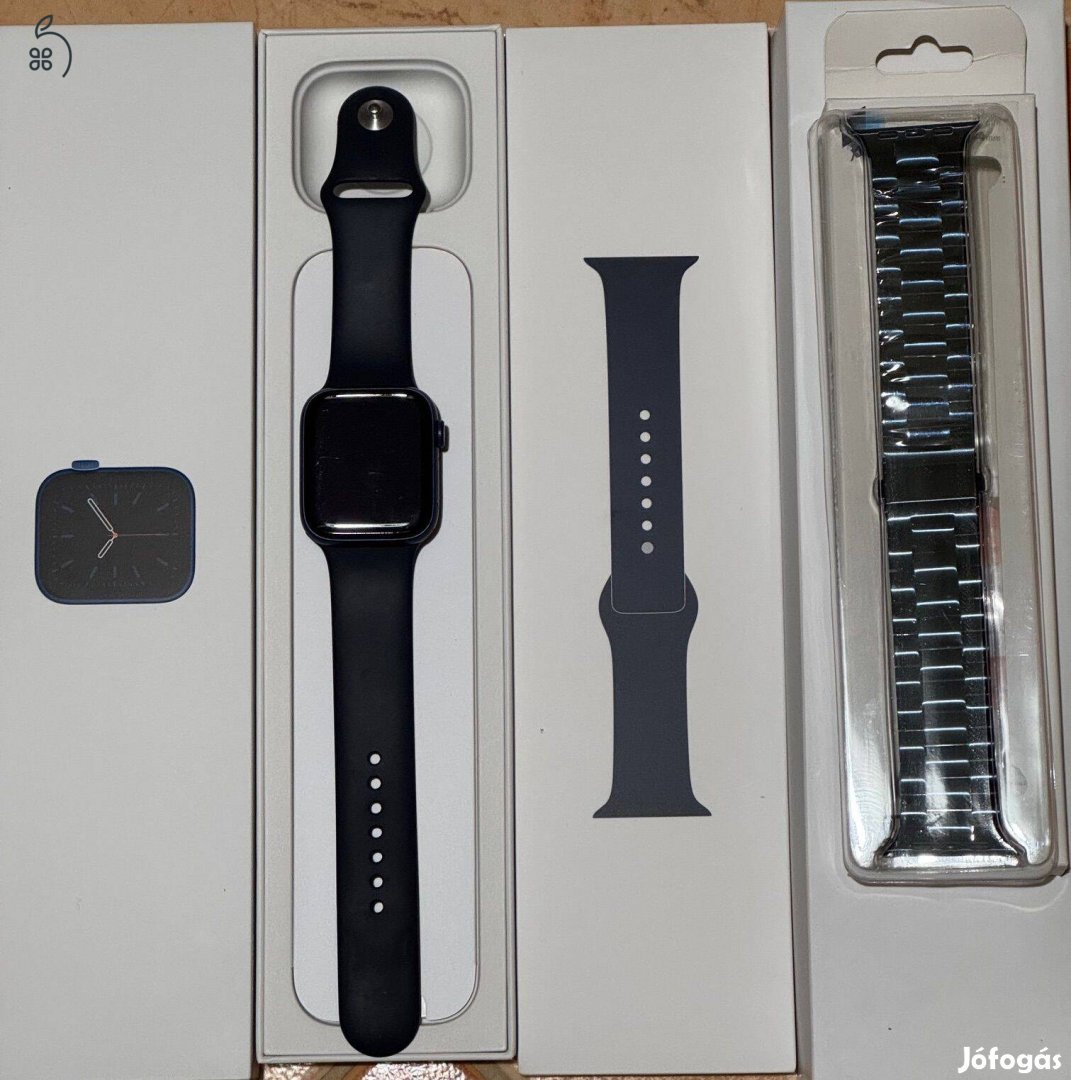 Apple Watch Series 6 44mm GPS+ Cellular (esim) -92% akku-újszerű-Kék+Fém szíj