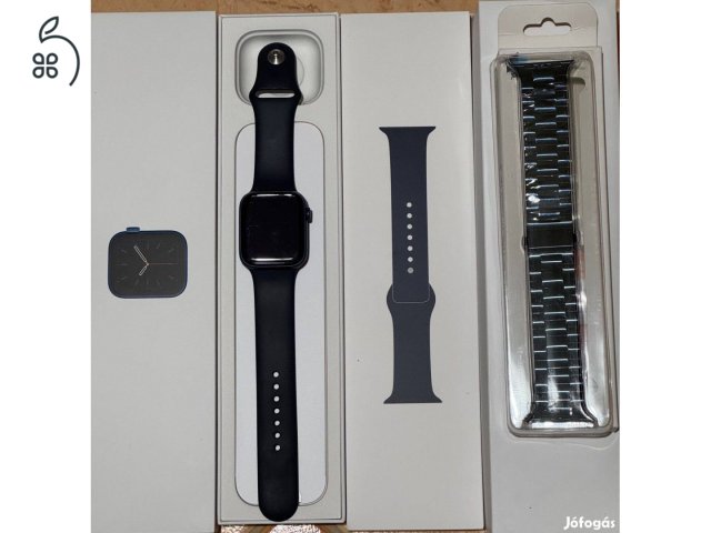 Apple Watch Series 6 44mm GPS+ Cellular (esim) -92% akku-újszerű-Kék+Fém szíj