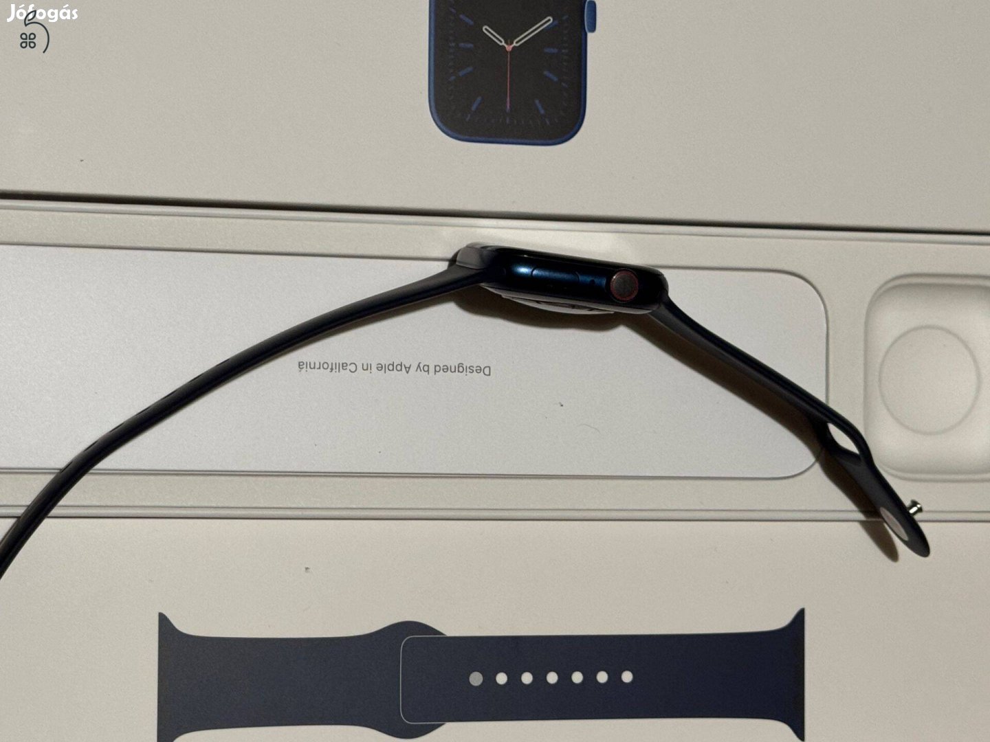 Apple Watch Series 6 44mm GPS+ Cellular (esim) -92% akku-újszerű-Kék+Fém szíj