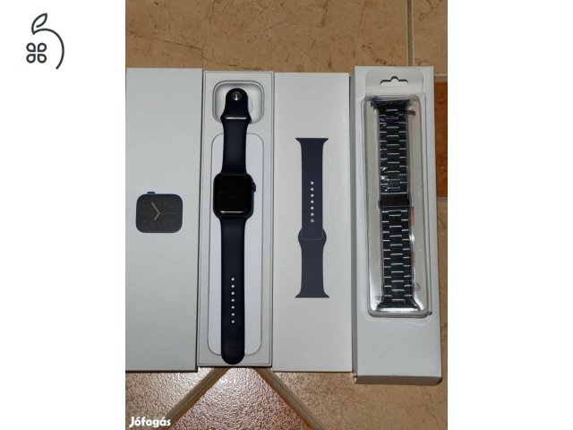 Apple Watch Series 6 44mm GPS+ Cellular (esim) -92% akku-újszerű-Kék+Fém szíj