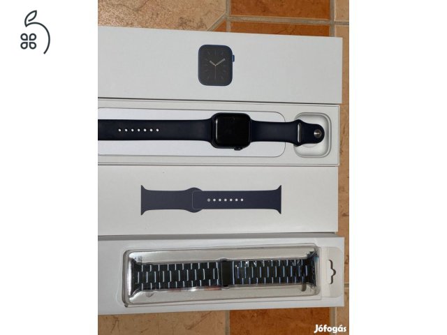 Apple Watch Series 6 44mm GPS+ Cellular (esim) -92% akku-újszerű-Kék+Fém szíj