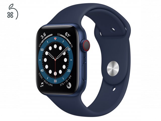 Apple Watch Series 6 44mm GPS+ Cellular (esim) -92% akku-újszerű-Kék+Fém szíj