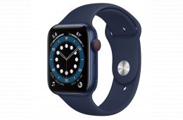 Apple Watch Series 6 44mm GPS+ Cellular (esim) -92% akku-újszerű-Kék+Fém szíj