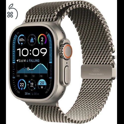 Apple Watch Ultra2 v2 Cellular 49mm Natural Titanium Case with Natural Titanium Milanese Loop - L