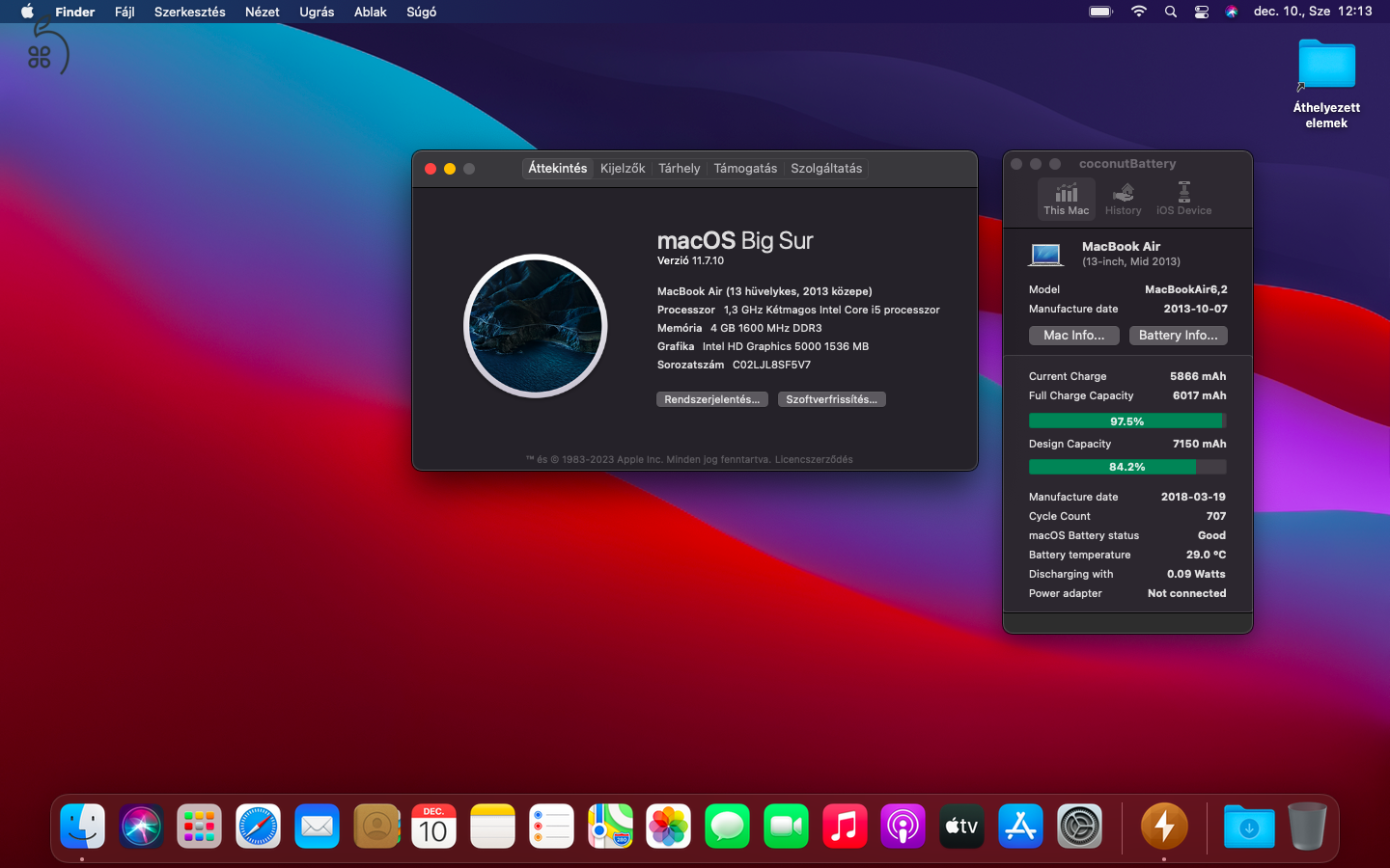 2013 MacBook Air 13 / i5 / 4GB / 256GB SSD / 84%-os Aksival Eladó ! ! !