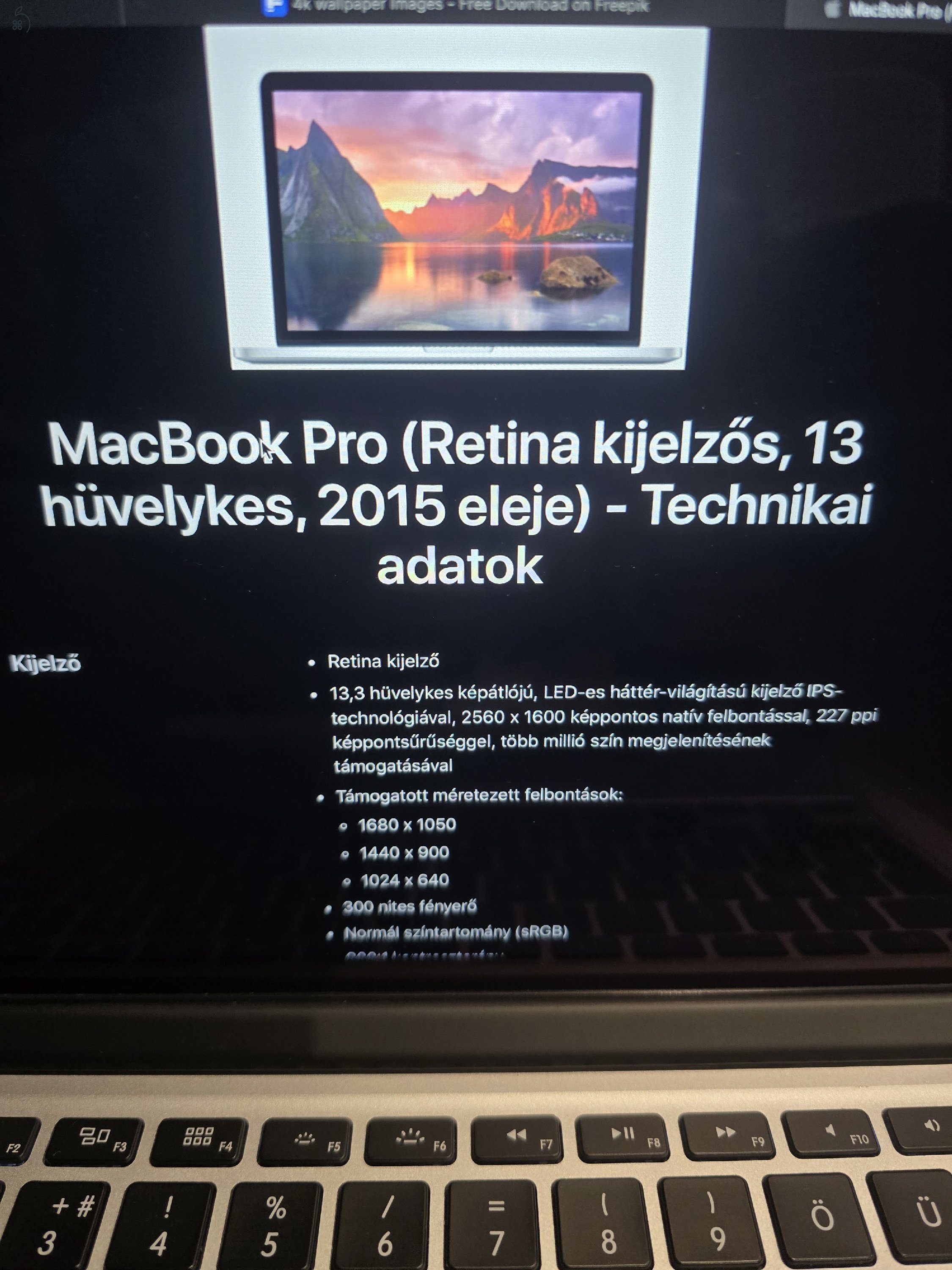 MacBook Pro 13 Retina A1502 early 2015 - kiváló állapotban, gyári töltő, doboz