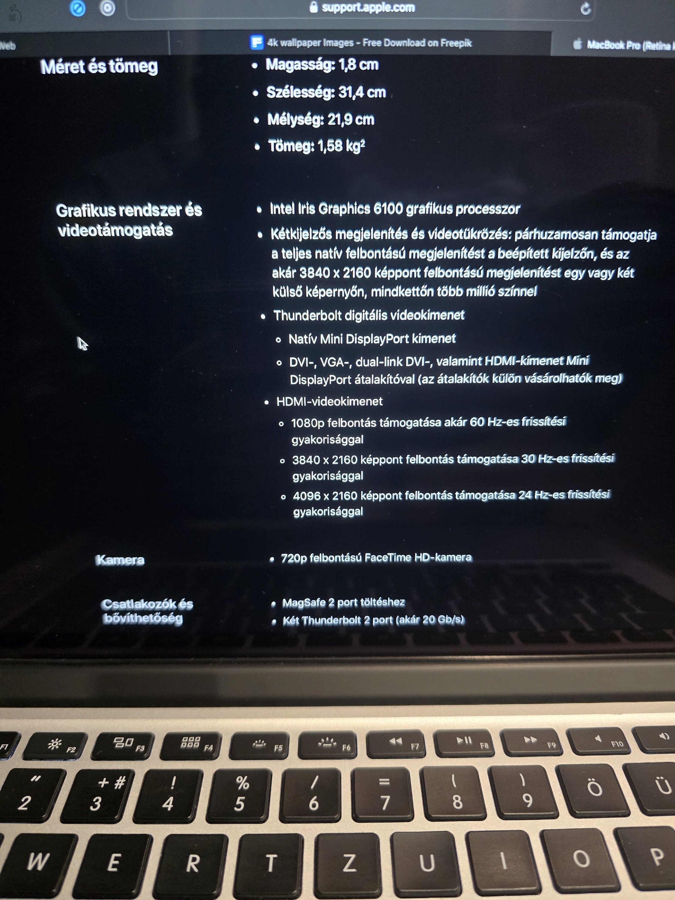 MacBook Pro 13 Retina A1502 early 2015 - kiváló állapotban, gyári töltő, doboz