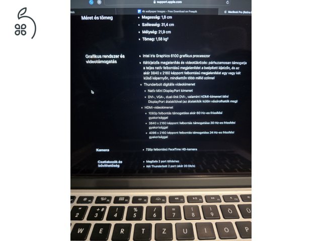 MacBook Pro 13 Retina A1502 early 2015 - kiváló állapotban, gyári töltő, doboz
