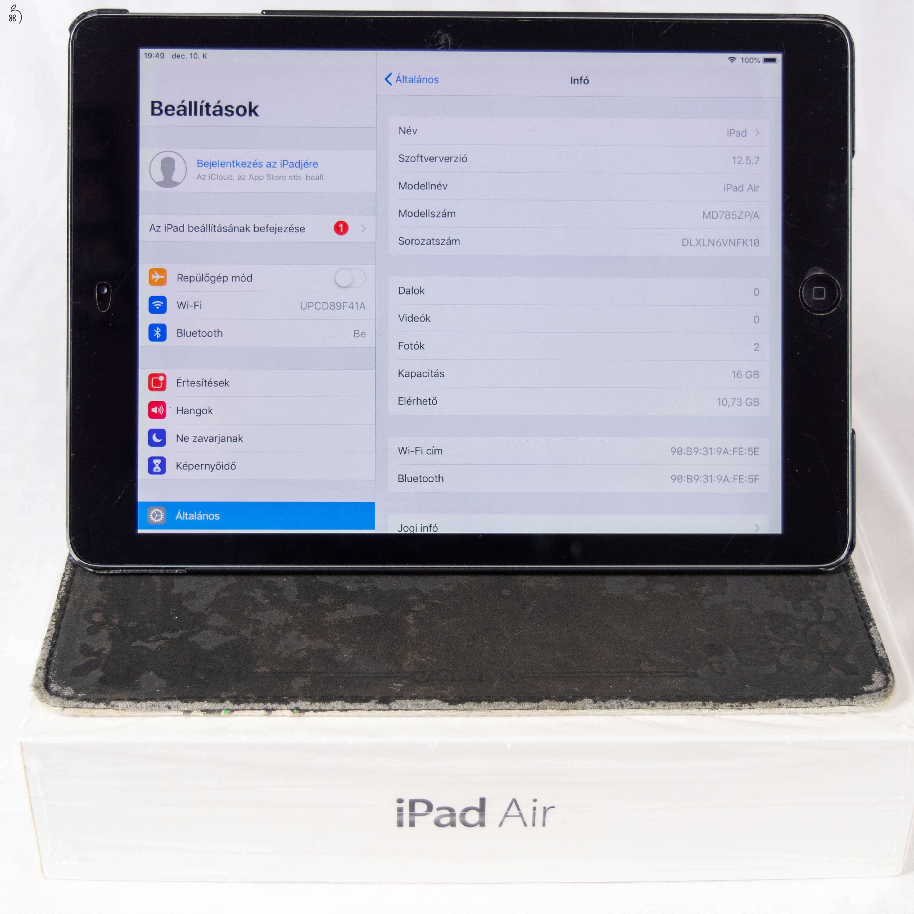 iPad Air 1 – 16GB – Szép állapot, első tulaj, csak 9 900 Ft