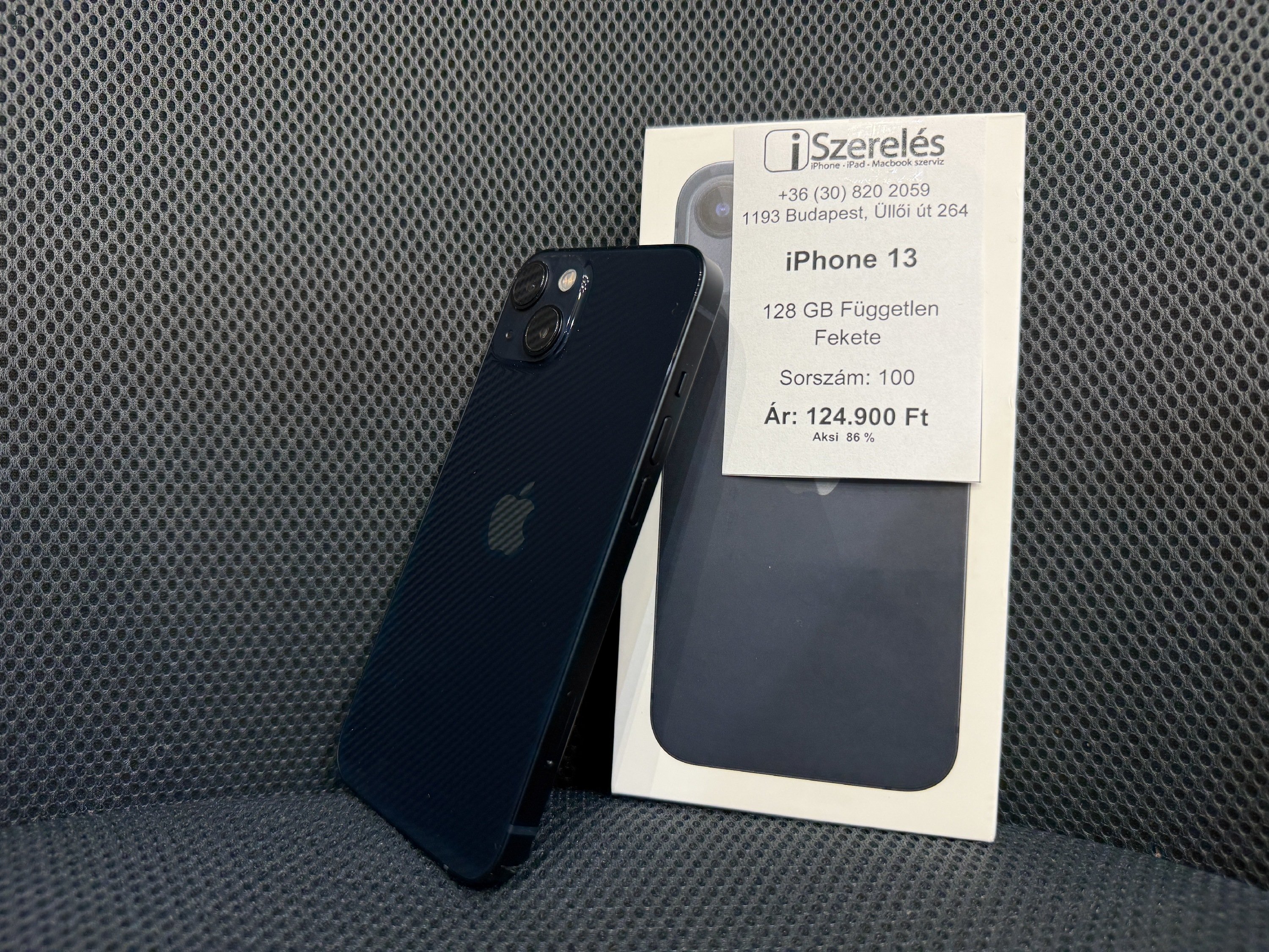 GARANCIÁS | iPhone 13 128GB független fekete akku 86% (100) iSzerelés.hu