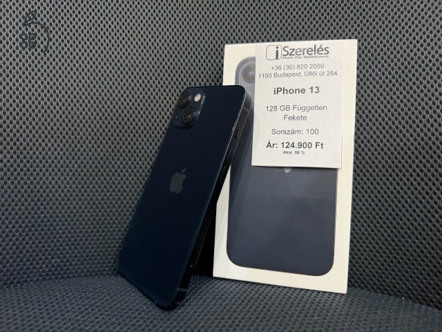 GARANCIÁS | iPhone 13 128GB független fekete akku 86% (100) iSzerelés.hu