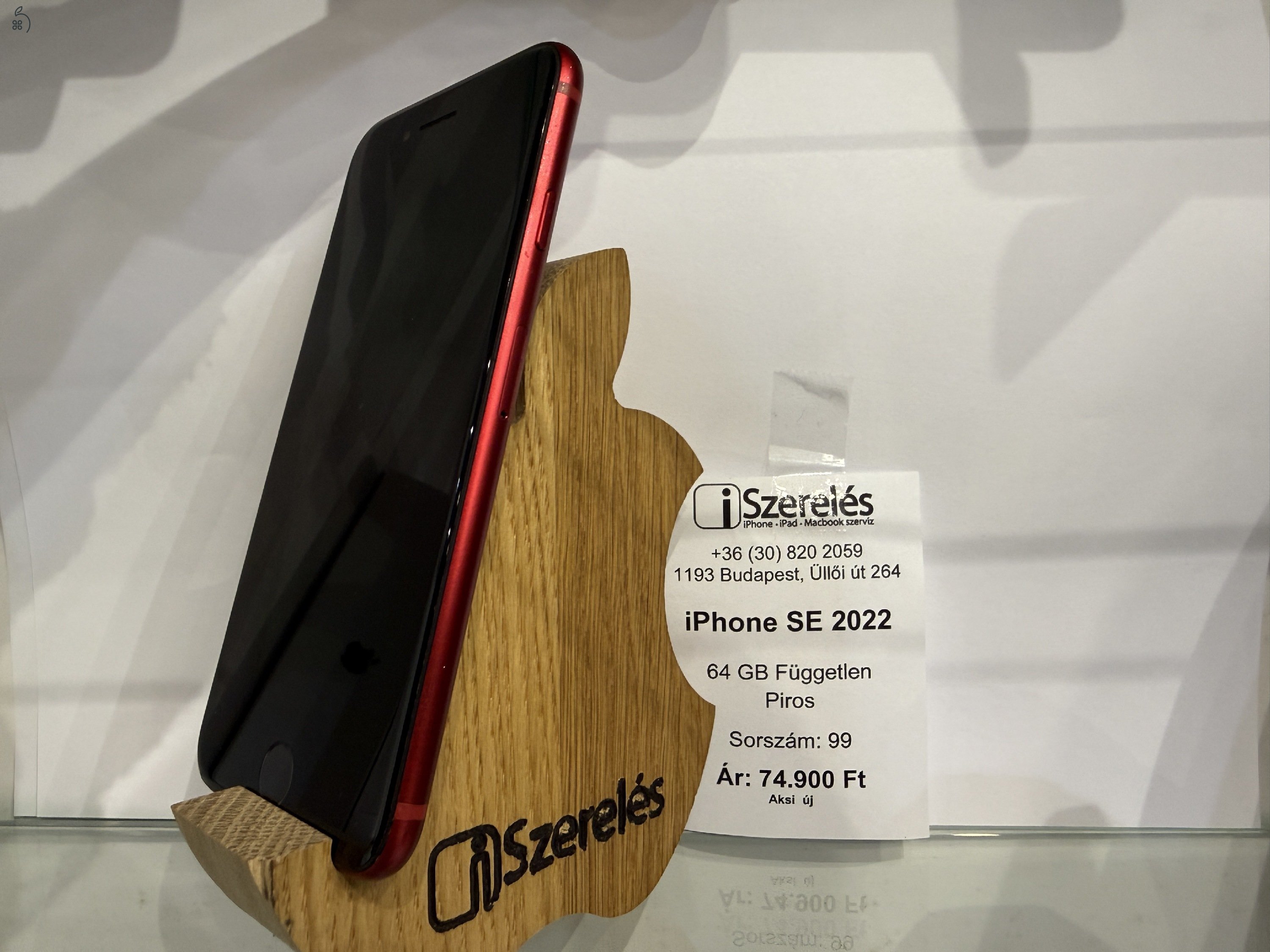 Garanciás | iPhone SE 2022 64GB független piros ÚJ AKKUVAL (99) iSzerelés.hu