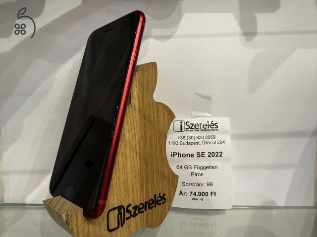 Garanciás | iPhone SE 2022 64GB független piros ÚJ AKKUVAL (99) iSzerelés.hu