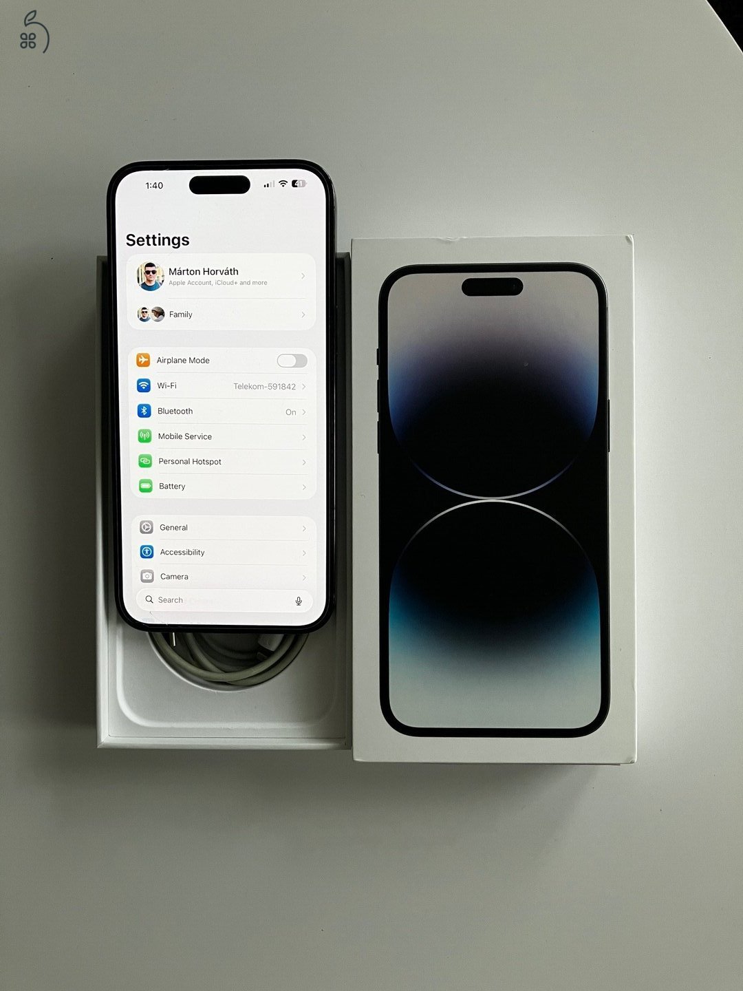 Kártyafüggetlen iPhone 14 Pro Max 128GB asztrofekete számlával