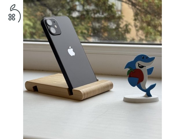  GYÖNYÖRŰ iPhone 12 Mini 128GB Black-1 ÉV GARANCIA -Kártyafüggetlen, MS4203, 94% Akksi
