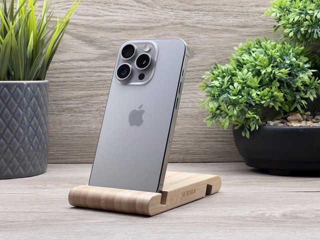 Hibátlan iPhone 15 Pro Natural Titanium 256GB 2 ÉV Garanciával Számlával 92% Akku