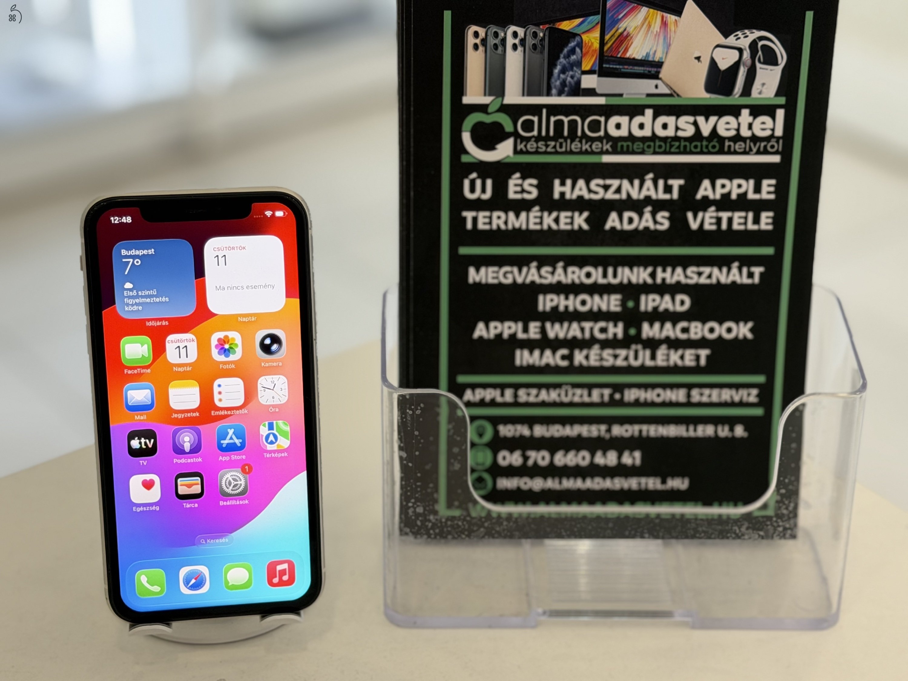 iPhone 11 64GB Független Használt/1-3 hónap gar./Akku 100%/p4630