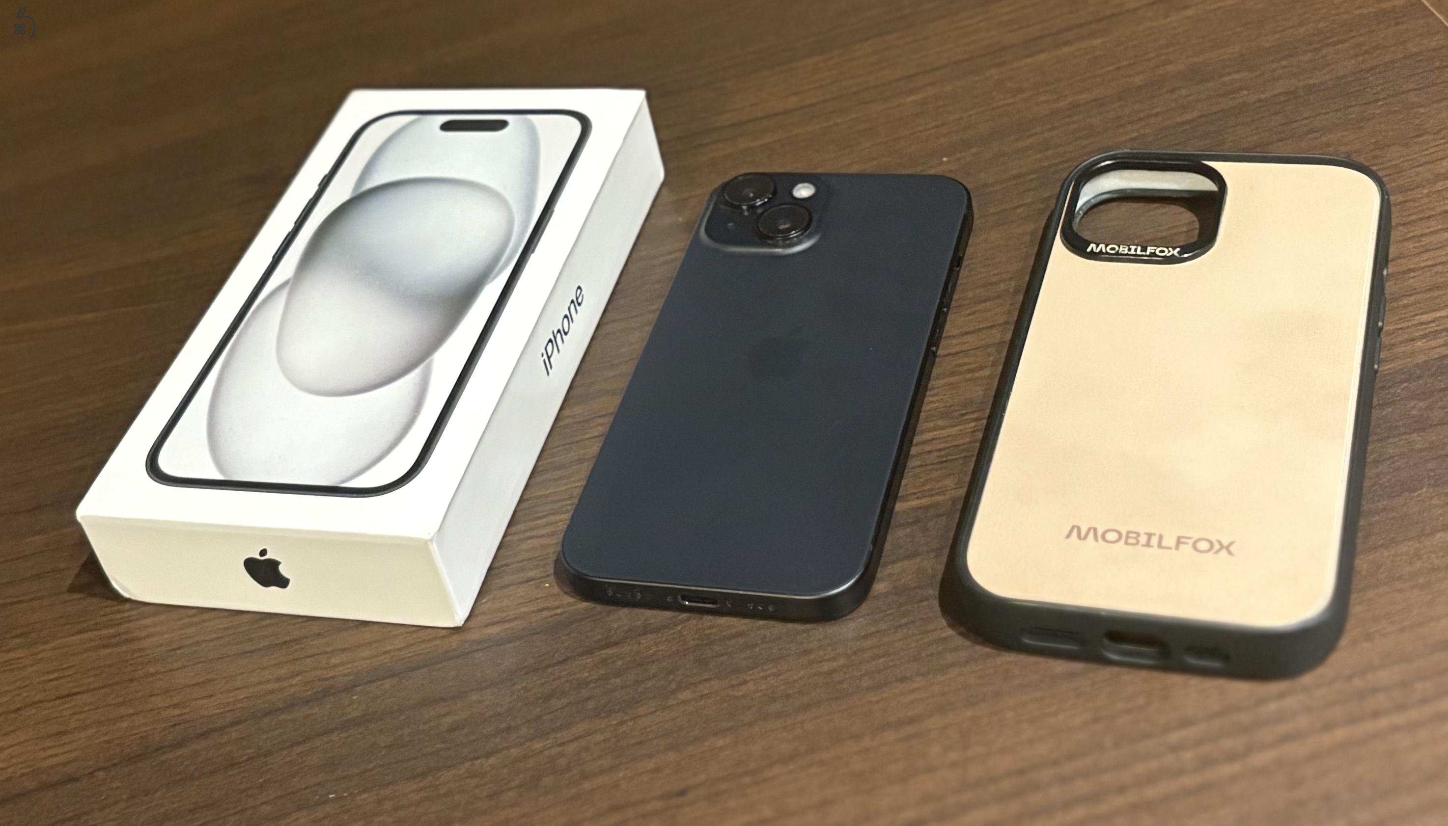 iPhone 15 Black független 128 GB - tokban, fóliázva