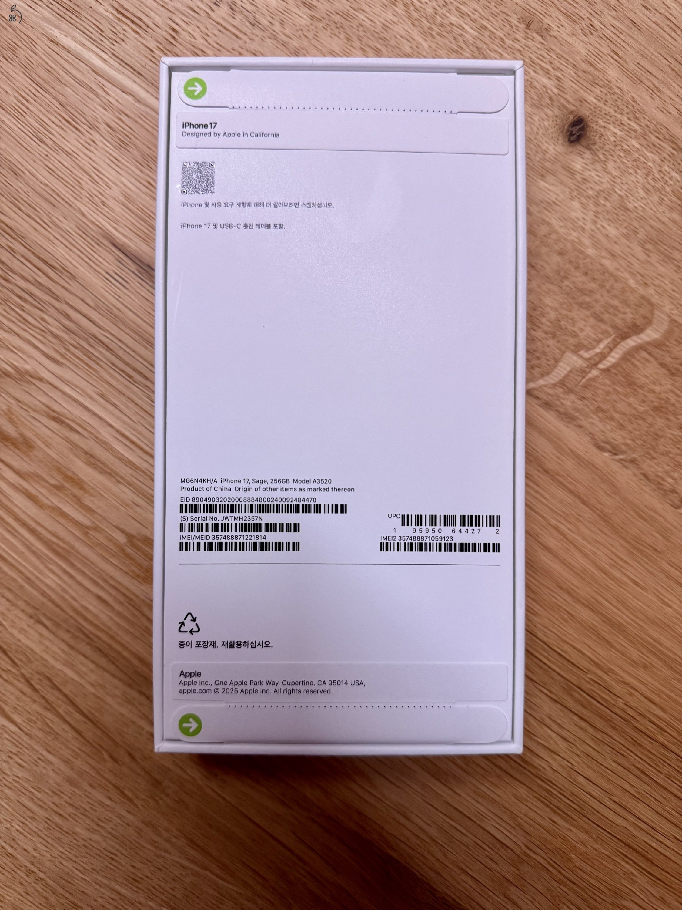 IPhone 17 256 GB Sage zöld színben új, bontatlan
