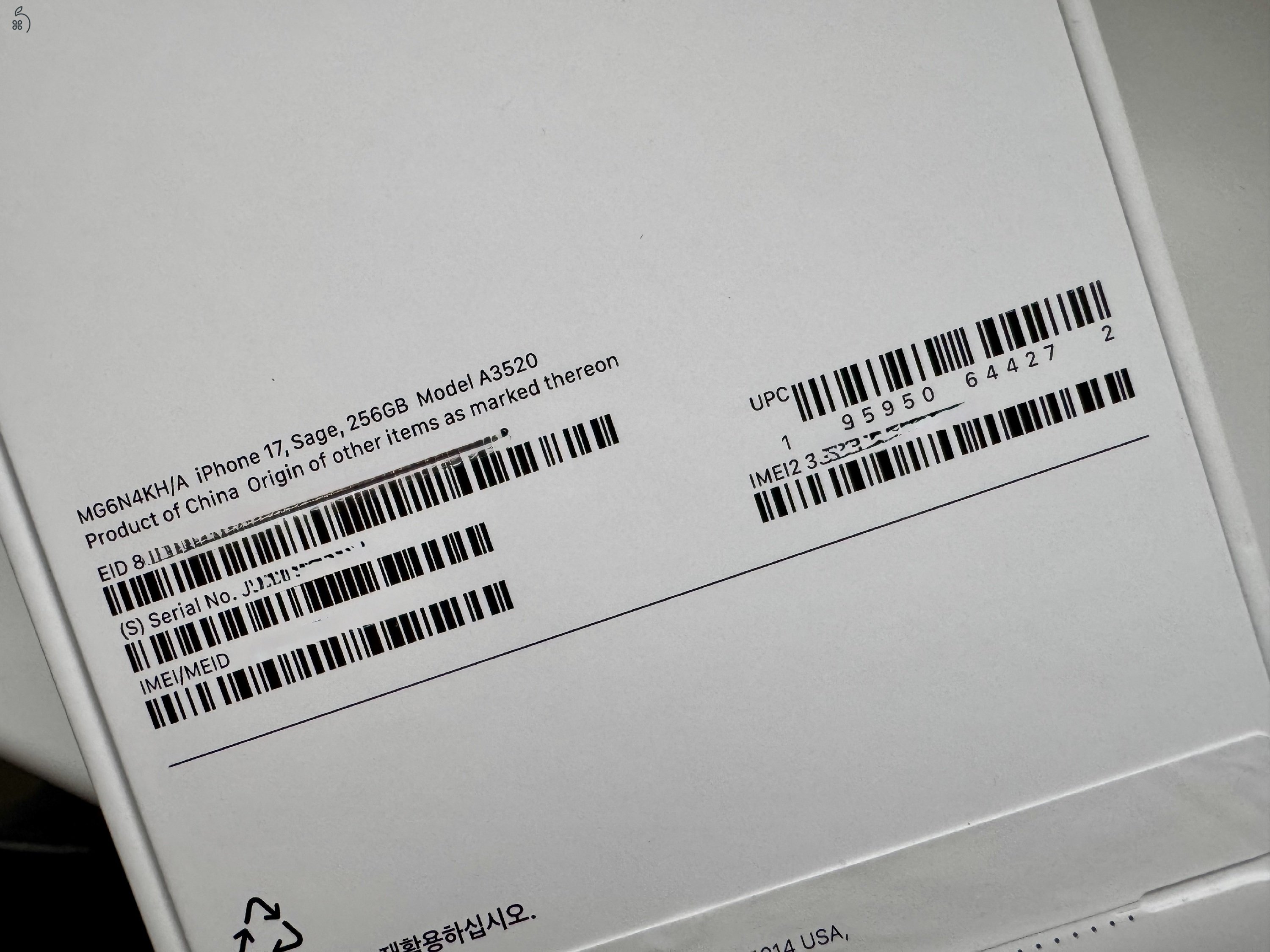 IPhone 17 256 GB Sage zöld színben új, bontatlan, fizika SIM és e-SIM!