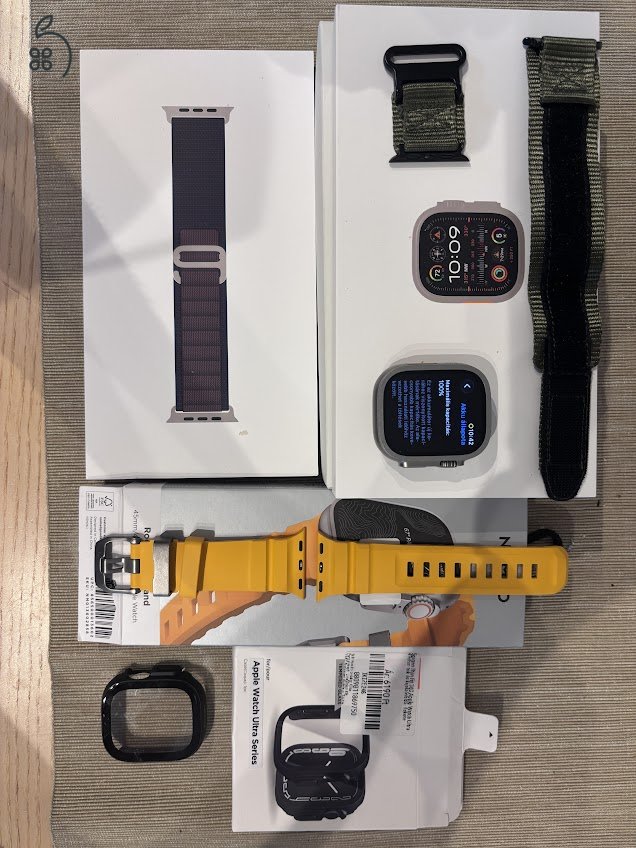 2 + év garis Apple Watch ULTRA 2 49mm titán újszerű, akkumlátor 100%! Bontatlan gyári szíj! + drága tartozékok