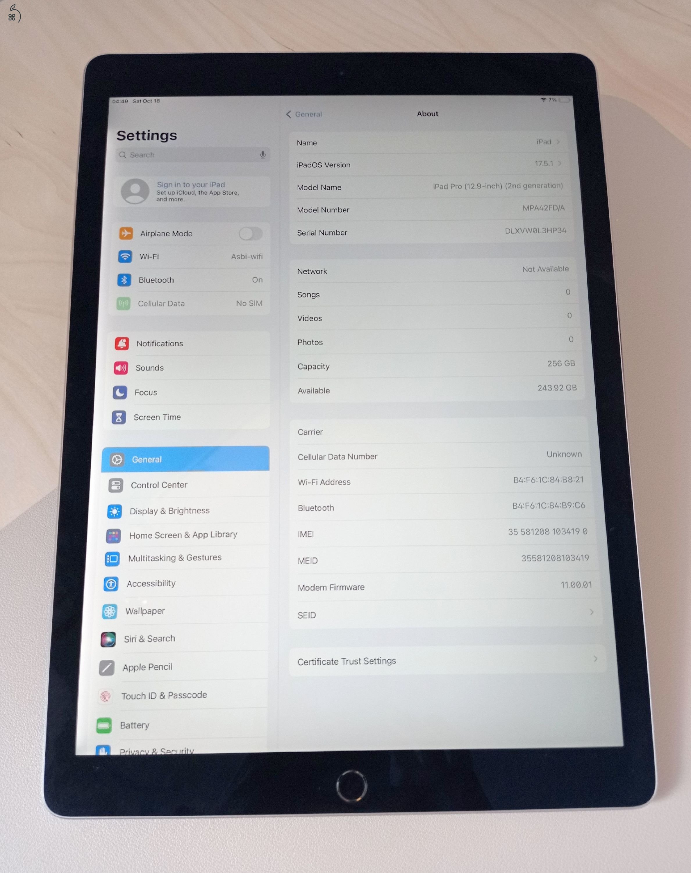 Apple Ipad Pro 2. generáció (256 GB) 12.9