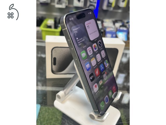 IPHONE 15 PRO 128GB NAGYON SZÉP ÁLLAPOT, GARANCIÁVAL, ÜZLETBŐL, BESZÁMITÁS