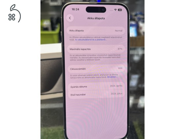 IPHONE 15 PRO 128GB NAGYON SZÉP ÁLLAPOT, GARANCIÁVAL, ÜZLETBŐL, BESZÁMITÁS