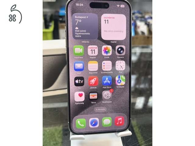 IPHONE 15 PRO 128GB NAGYON SZÉP ÁLLAPOT, GARANCIÁVAL, ÜZLETBŐL, BESZÁMITÁS