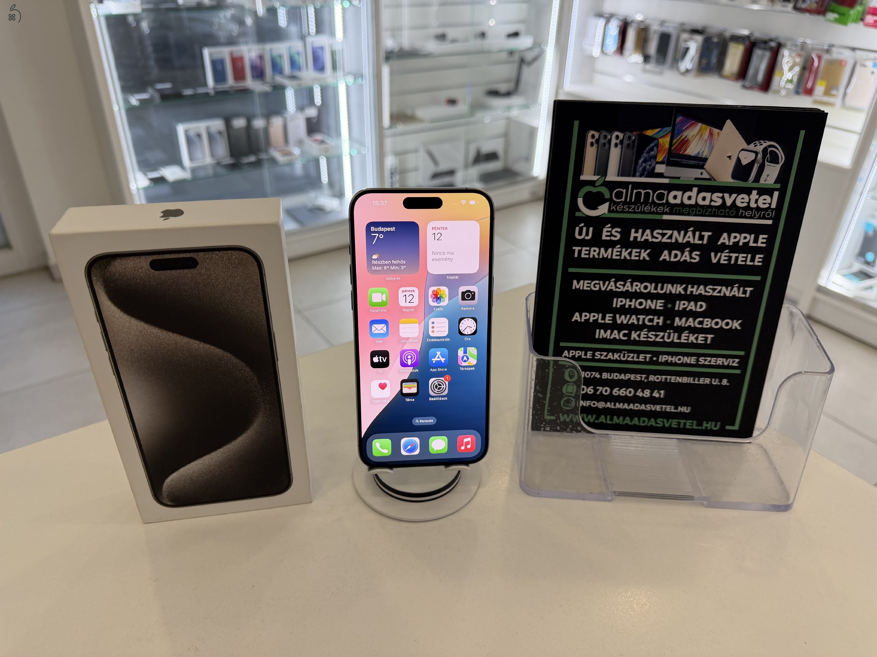 iPhone 15 Pro Max 512GB Független Karcmentes/2028.03.04.Gar./Akku 100%/p4634